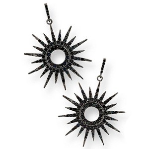 Black Rhodium-plated Sunburst CZ Earrings